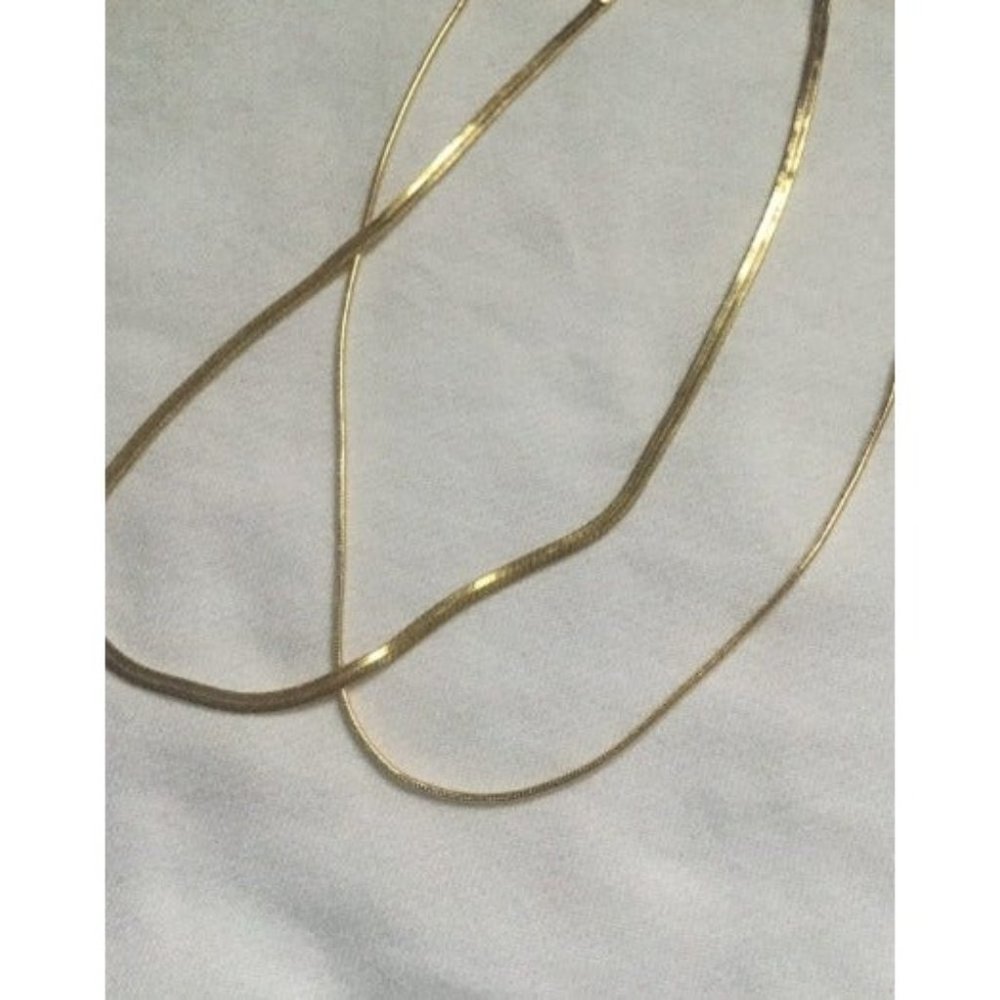 Herringbone Necklace for Women Dainty 14k Gold Snake Chain Necklace Layer